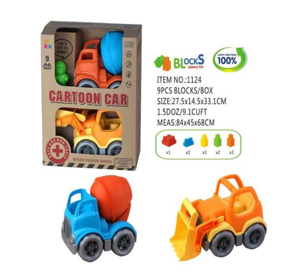 1124 Eco Friendly Cartoon Car Double Pack Bricks Vehicle