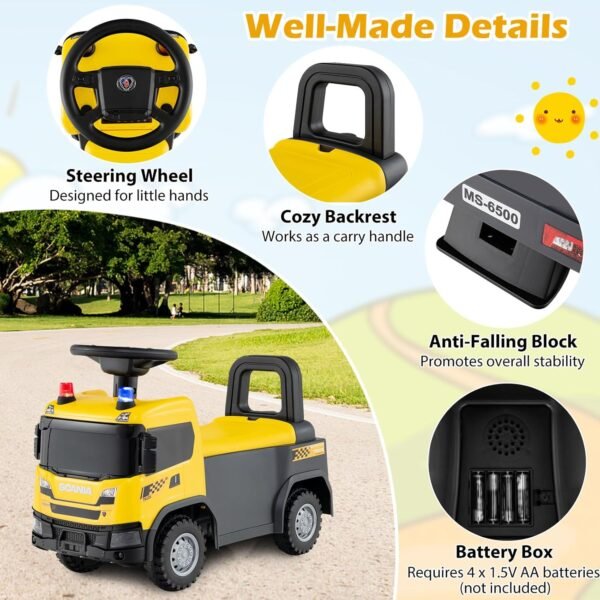 81IjRHj437L._AC_SL1500_ Licensed Scania Kids Ride-On Truck – Yellow Push Along Car (18+ Months)