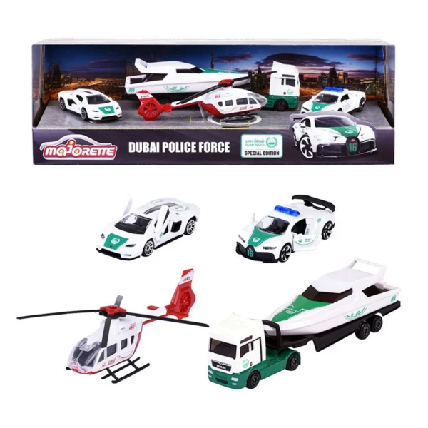 Majorette Dubai Police Force Pack Die Cast Toy Cars Set for Kids Collectible Vehicle Play Fun
