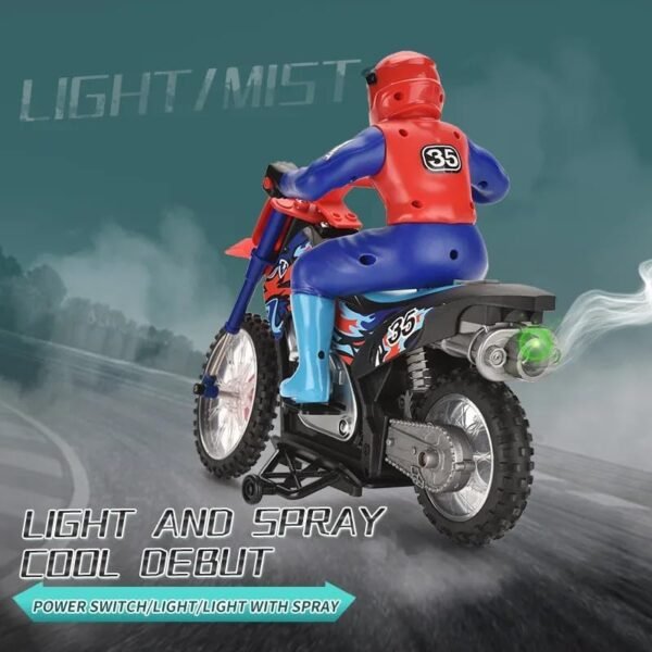 616JULA4wiL._AC_ Crazon 1:10 RC Motorcycle Toy Remote Control Lights Spray Fun Gift for Kids 6+
