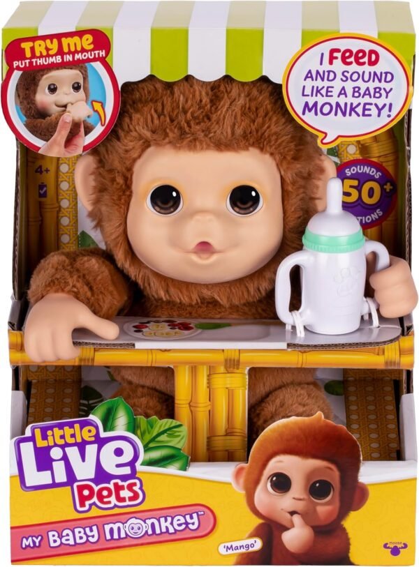 630996265581 Little Live Pets My Baby Monkey Plush Interactive Toy for Kids ? Sounds, Reactions & Nurturing Play