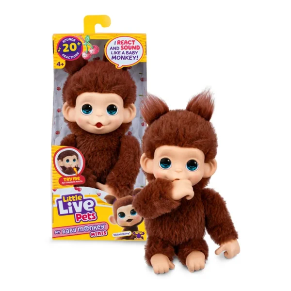 630996267653 Little Live Pets My Baby Mini Monkey Chikki Cherri Interactive Toy for Kids Age 5 Plus