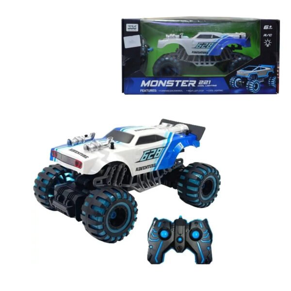 Monster 221 Remote Control Car with Forward, Backward, Left, Right, Stop & LED Lights - Ages 6+