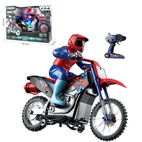 New Project (26) Crazon 1:10 RC Motorcycle Toy Remote Control Lights Spray Fun Gift for Kids 6+