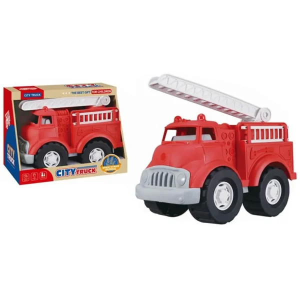 City Truck Fire Truck Toy with Rotating Ladder and Removable Side Ladders Age 1 - 5