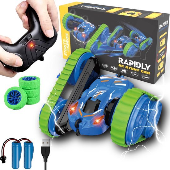 550x550 Kids RC Stunt Car Toy 2.4GHz, 2-in-1 Track & Wheel, 4WD Double-Sided 360° Flip Car Age 3+