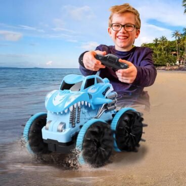 SENBYOWEI Dinosaur RC Car Kids Toy (1:28 Scale) – Amphibious 4WD Monster Truck, 2.4GHz, Rechargeable, Age 6+