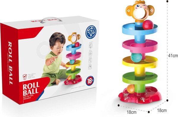 81edkOlJ4hL._AC_SL1500_ Roll Ball Monkey-Themed 5-Tier Ball Drop Toy for Babies 18+ Months