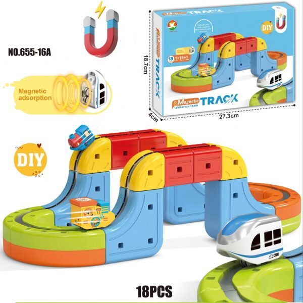 H3e2d7129ba5d473a916c230bc31a7054c DIY Magnetic Rail Train Set 18-Piece STEM Toy Elevated Track for Kids 3+