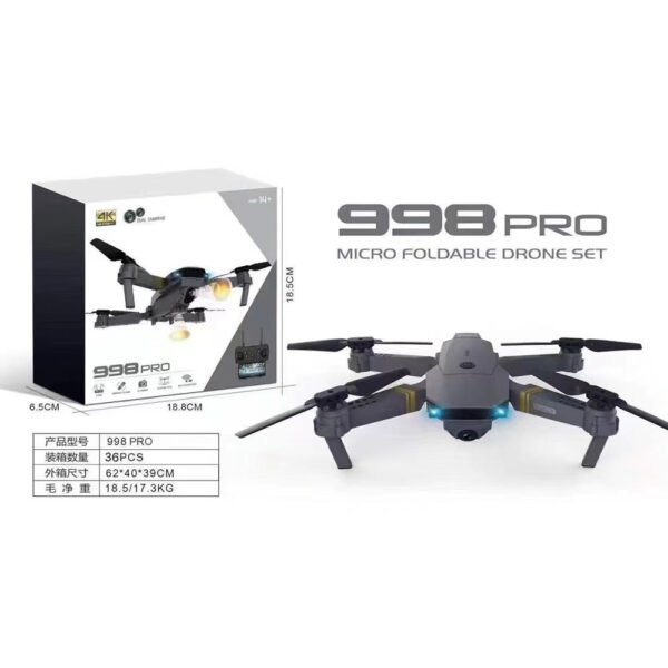 H67f25e5f434b40509eee6119a8a9dcceF 998 Pro Foldable Micro Drone with 4K Camera FPV Altitude Hold Remote Control App 12+