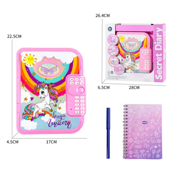 H9fea227241a44703b20c379beefa2202D Magic Unicorn Secret Diary Interactive Coded Lock Kids Journal Notebook With Pen