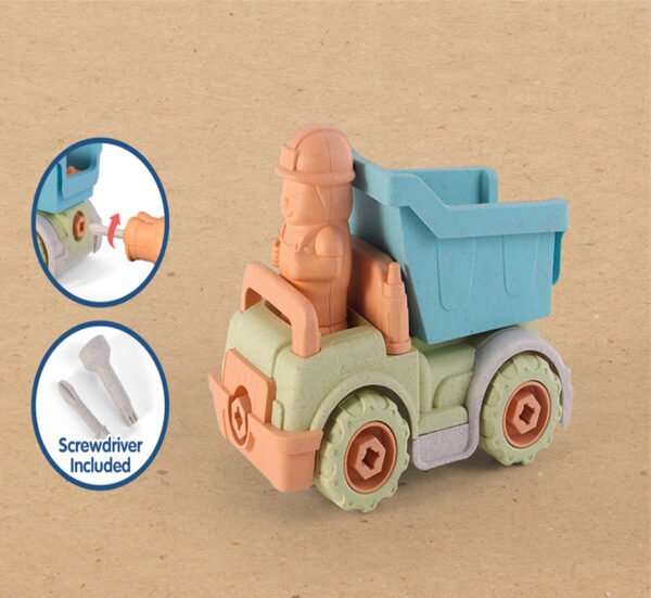 HG-538B(1) Rollup Kids Take-Apart Dump Truck Toy Made from Wheat Straw Bioplastic for Ages 3+
