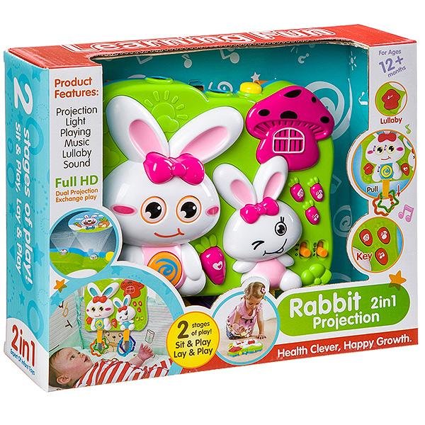 ITEM NO. 3022120790231-1 Rabbit 2-in-1 Projection Toy with 5 Musical Keys – Carrot Design for Kids, Multicolor