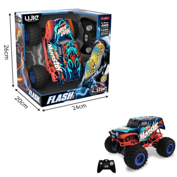 New Project - 2026-01-23T122219.477 RC 2.4GHz 1:16 Scale 4WD Stunt Monster Car with Gyroscope, Light & Music for Kids 8+