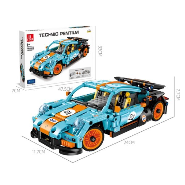 New Project (25) Jie Star Porsche 911 GT2 Building Block Car Model 534 Pieces Gulf Racing Style Compatible Blocks 6+