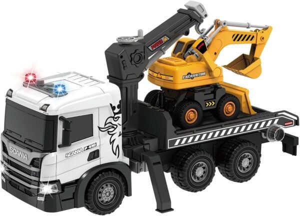WhatsApp Image 2026-01-12 at 12.33.44 PM (3) Scania Licensed 2-in-1 Friction-Powered Construction vehicle wih lights & sounds – Tow Truck & Mini Excavator for Kids 3+