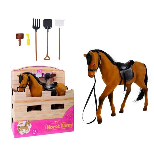 WhatsApp Image 2026-01-26 at 2.59.58 PM Horse Farm Toy Playset Brown Flocked Horse with Saddle Lights Music and Farm Accessories 3+